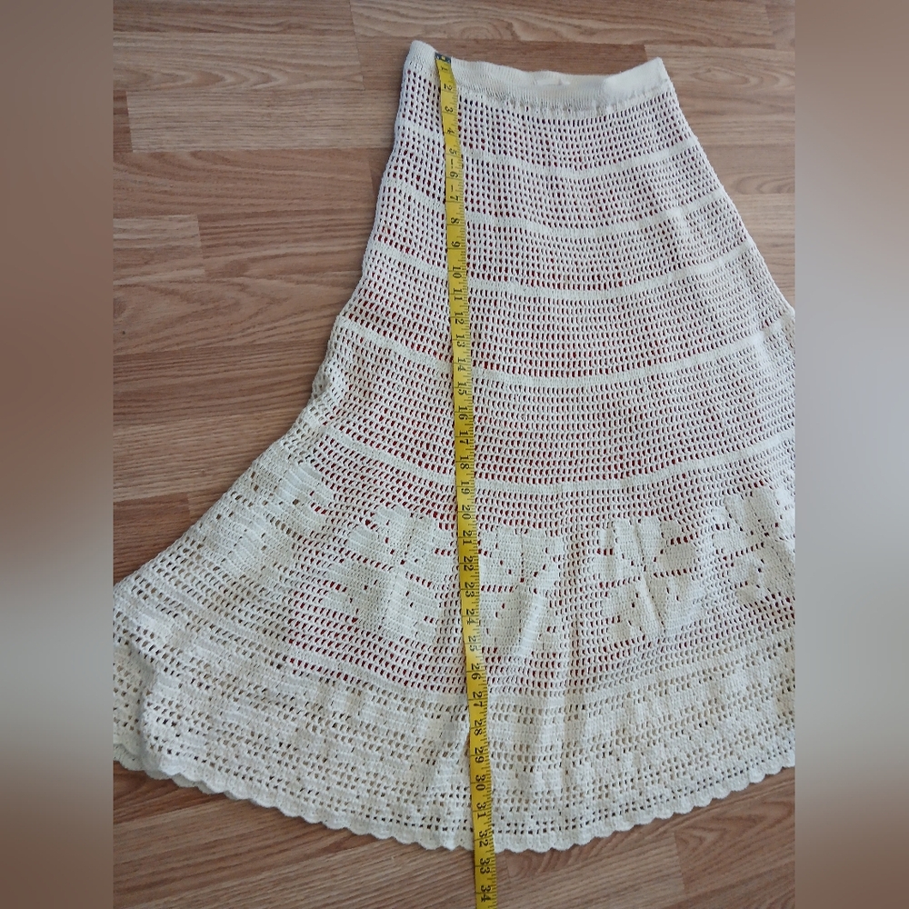 Sleeping On Snow Cream Crochet Maxi Skirt - Picture 6 of 8
